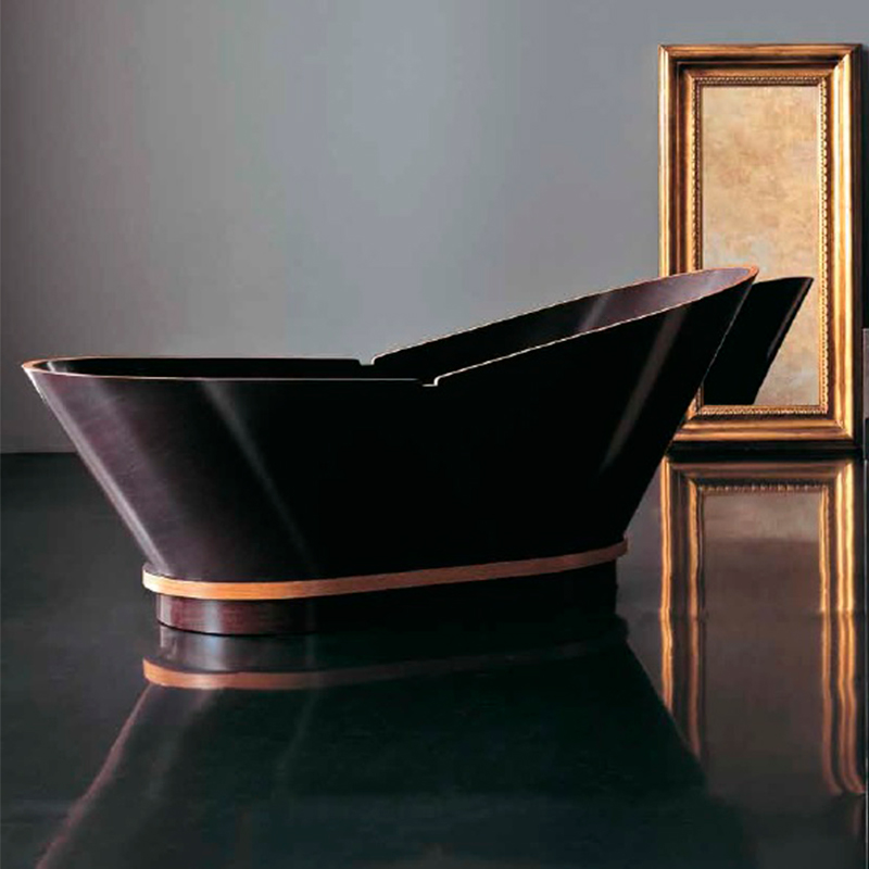 DenForm Stones Turremalin-Becken, 183x70 cm, dunkle Holzoptik