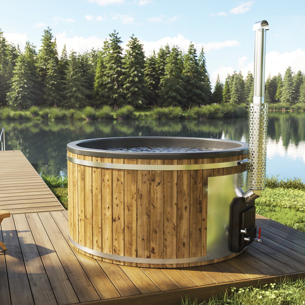 Hot Tube, Ø200 cm, Akrylbecken, grau, integrierter Ofen Hot Tube, Ø200 cm, Akrylbecken, grau, integrierter Ofen